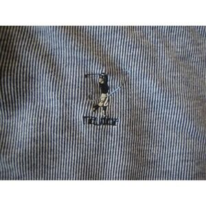 Nautica Polo Shirt Mens Medium Gray Navy Micro Stripe Cotton Short Sleeve Casual